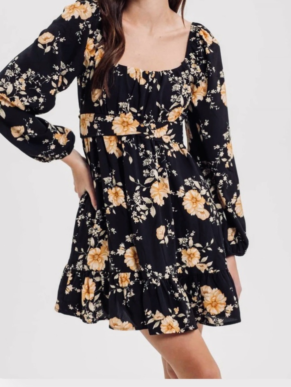 Floral Back Tie Dress by Blu Pepper